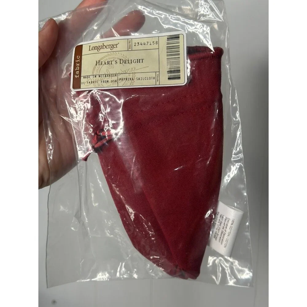 Longaberger Hearts Delight Paprika‎ Red Sailcloth Basket Liner #23447158 NEW
